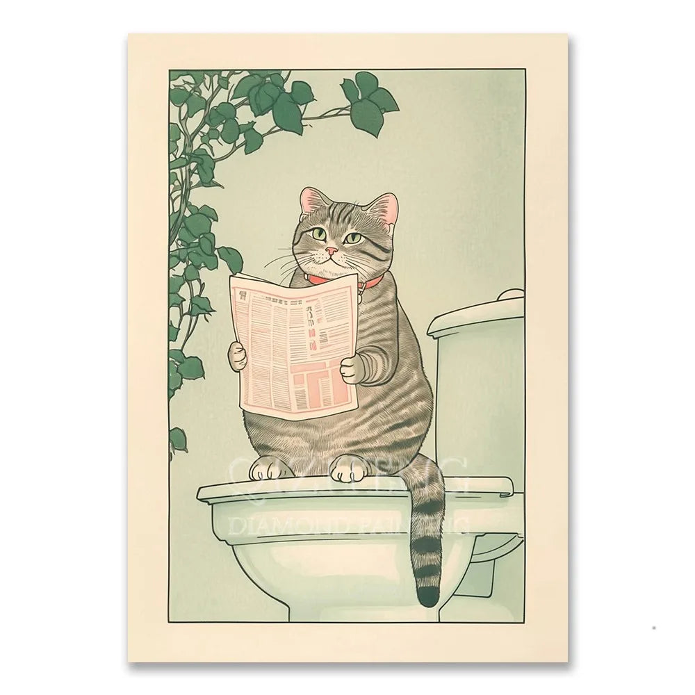 Cat in Bathtub Diamond Painting Retro Animal Picture Full Diamond Mosaic Embroidery Cross Stitch Kits Home Decor New Arrivals