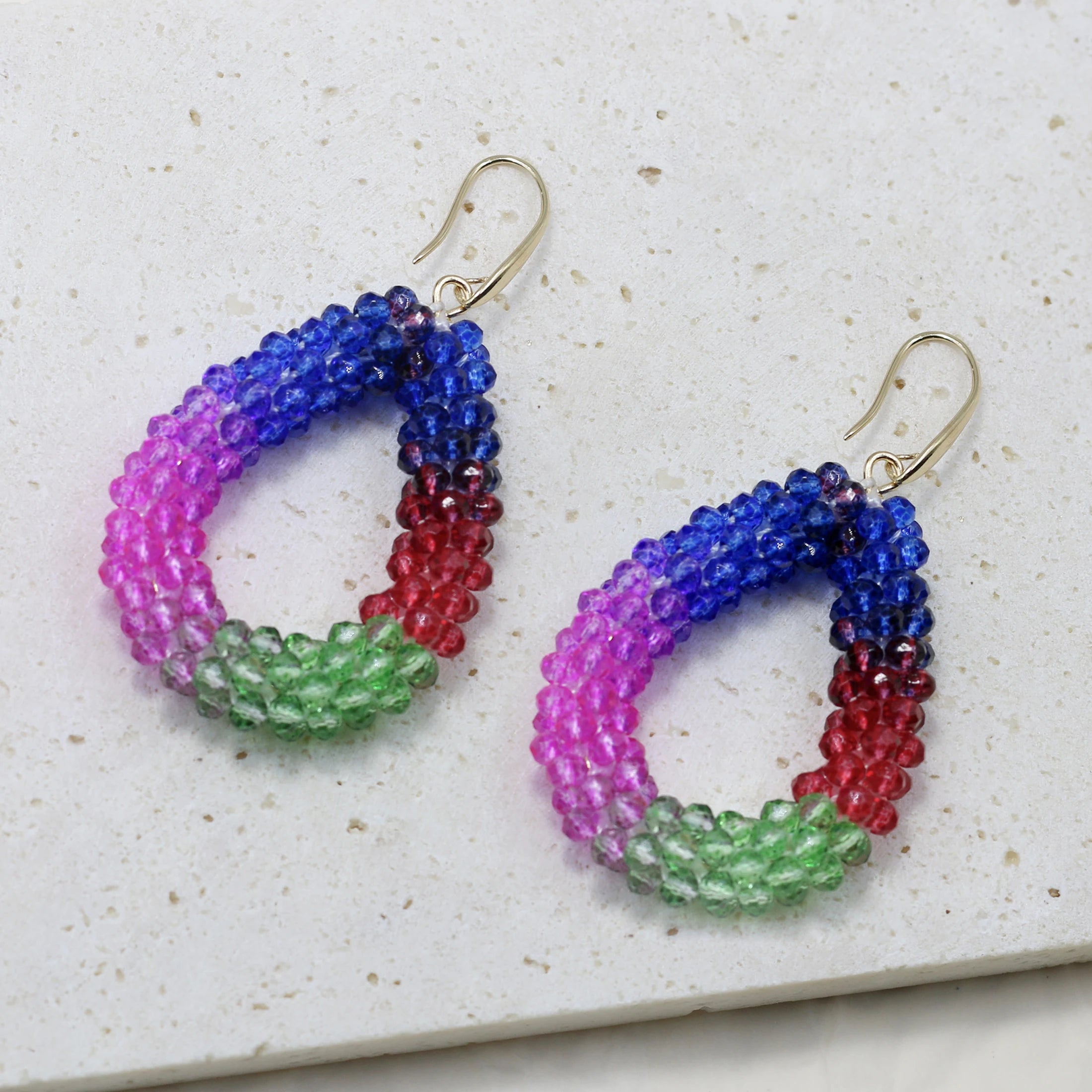 INKDEW Mixed Color Big Drop Earrings Colorful Bead Handmade Threading Crystal Earrings for Women Gift Water Drop Jewelry EA004