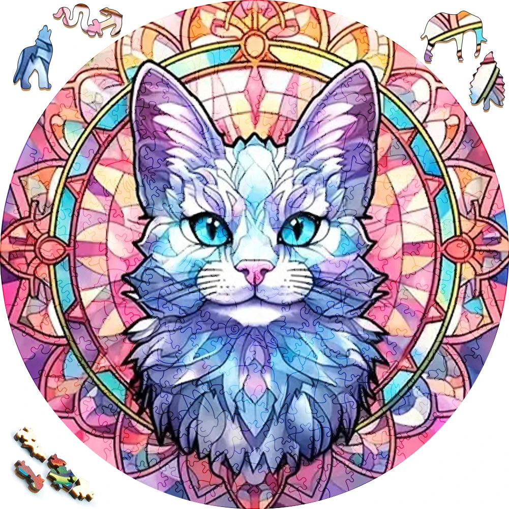 Wooden Puzzle Mandala Animal Jigsaw Puzzles For Kids Surprise Toys Creative Games Round Shaped Wood Puzzle With Educational game