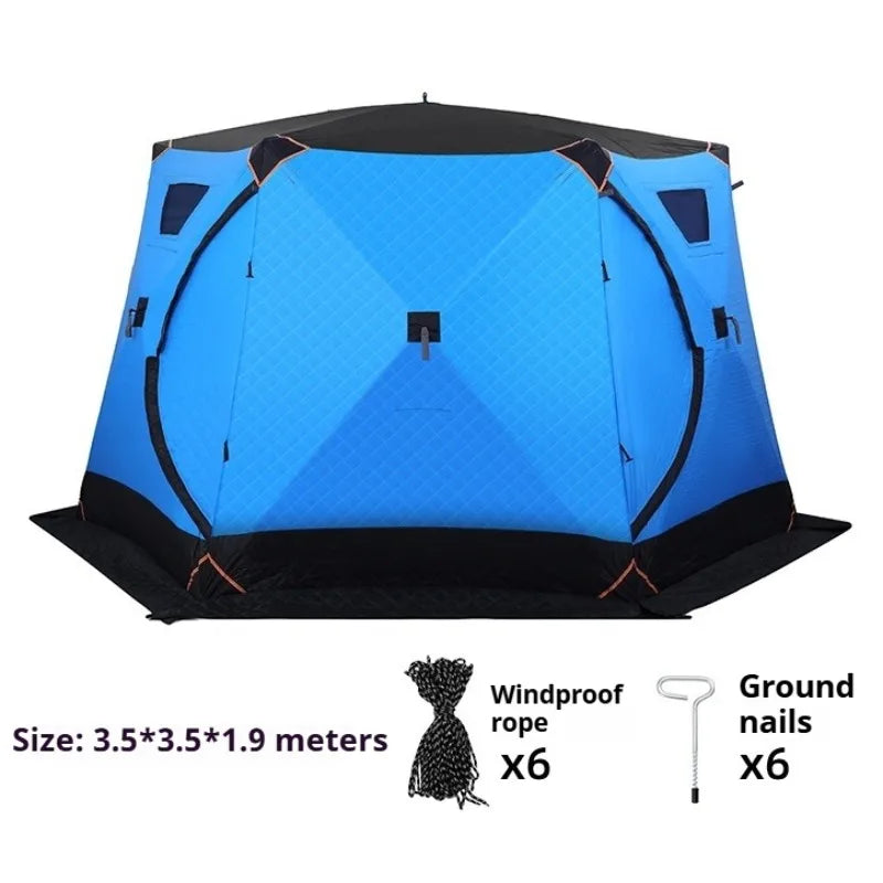 Thickened Winter Fishing Tents Oxford Cloth Windproof Warm Chimney Opening Tents Multifunctional Outdoor Camping Supplies