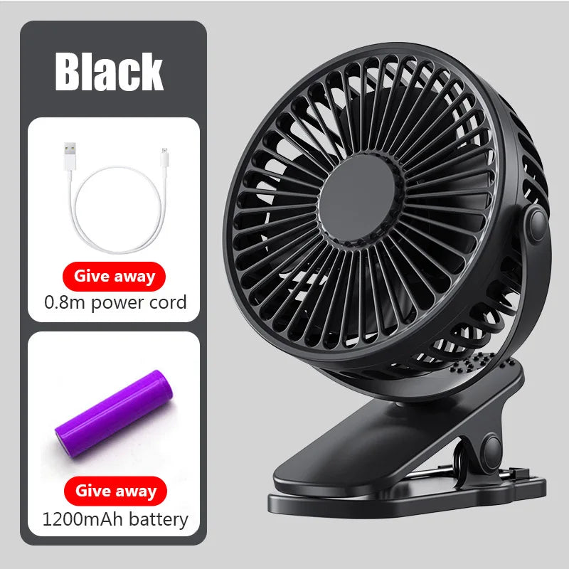 Portable USB Mini Handheld Clip Fan Convenient And Ultra-quiet Electric Fan Rechargeable Student Cute Small Cooling Ventilador