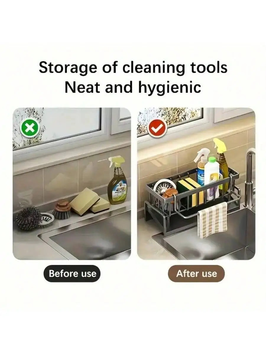 1PC RV Kitchen Sink Storage Rack+4pcs Dishwashing Sponges