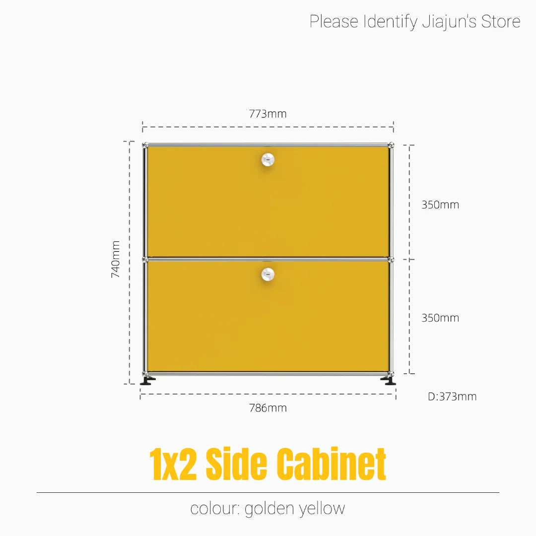 Modern Steel Flip Door Cabinet｜2-Tier Modular Storage Unit｜Custom Color Metal Organizer for Entryway, Living Room or Office