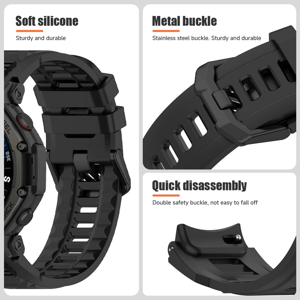 Silicone Band For Huami Amazfit T-rex 3 pro 48mm  Elastic Sport Strap For T-rex3 Pro Smartwatch Bracelet Replacement Accessories