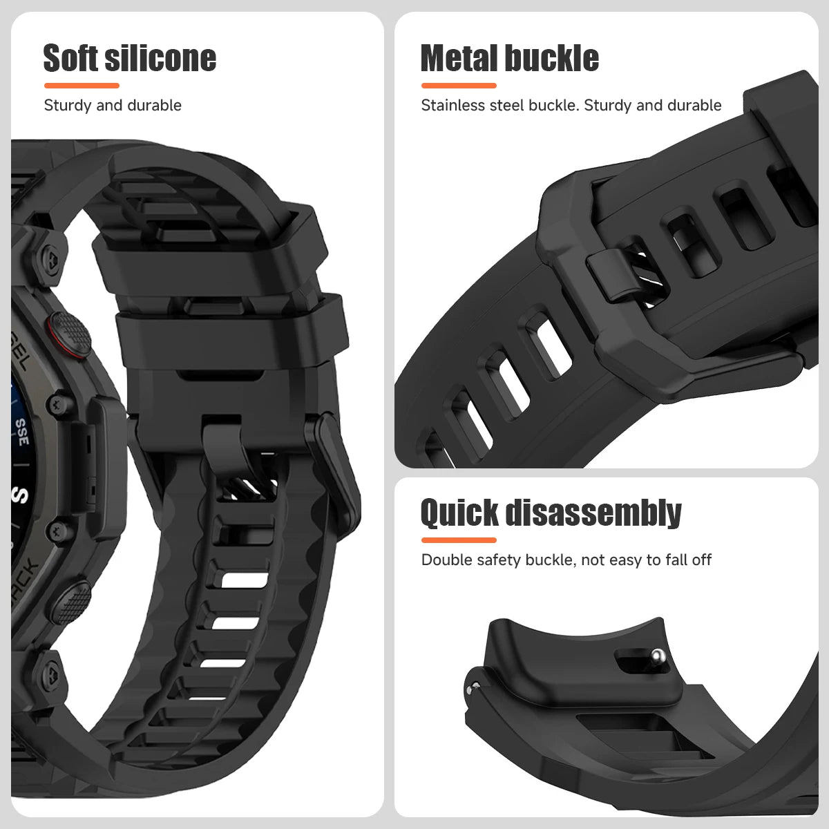 Silicone Band For Huami Amazfit T-rex 3 pro 48mm  Elastic Sport Strap For T-rex3 Pro Smartwatch Bracelet Replacement Accessories