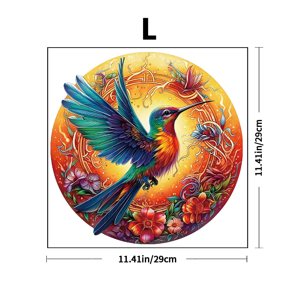 Wooden Puzzles for Adults Mandala Hummingbird Jigsaw Puzzles Unique Shapes Bird Puzzles Great Gift for Adults and Couples on Val