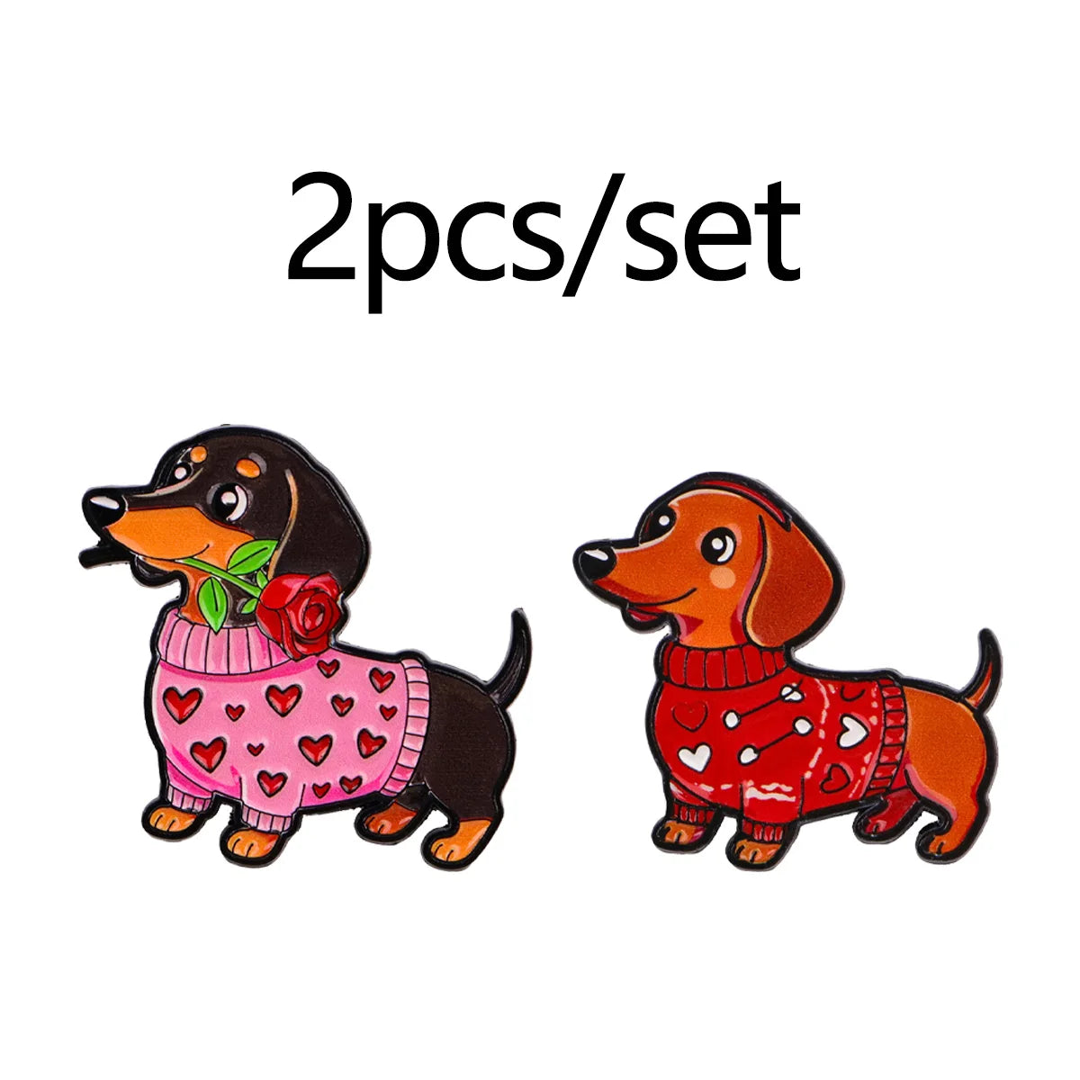 Sweater Sausage Dog Enamel Pins Cute Animal Couple Brooch Lapel Pin Badge on Backpack Clothing Accessories Fashion Jewelry Gifts