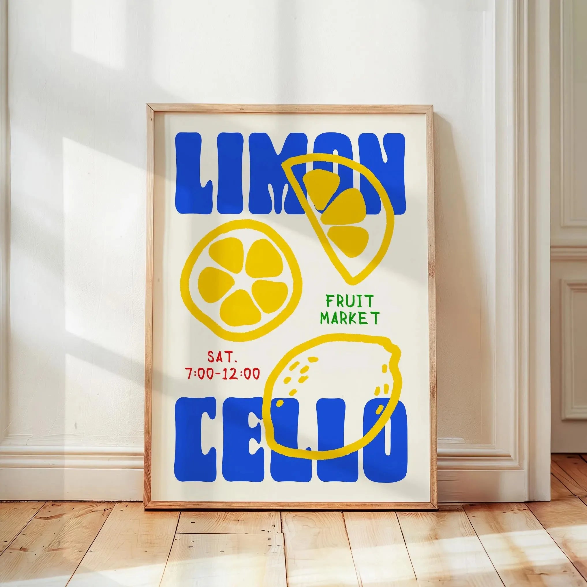 Retro Limon Cello Lemon Fruit Canvas Print Positano Lemon Strawberry Fruit Market Poster for Modern Bedroom Kitchen Home Decor