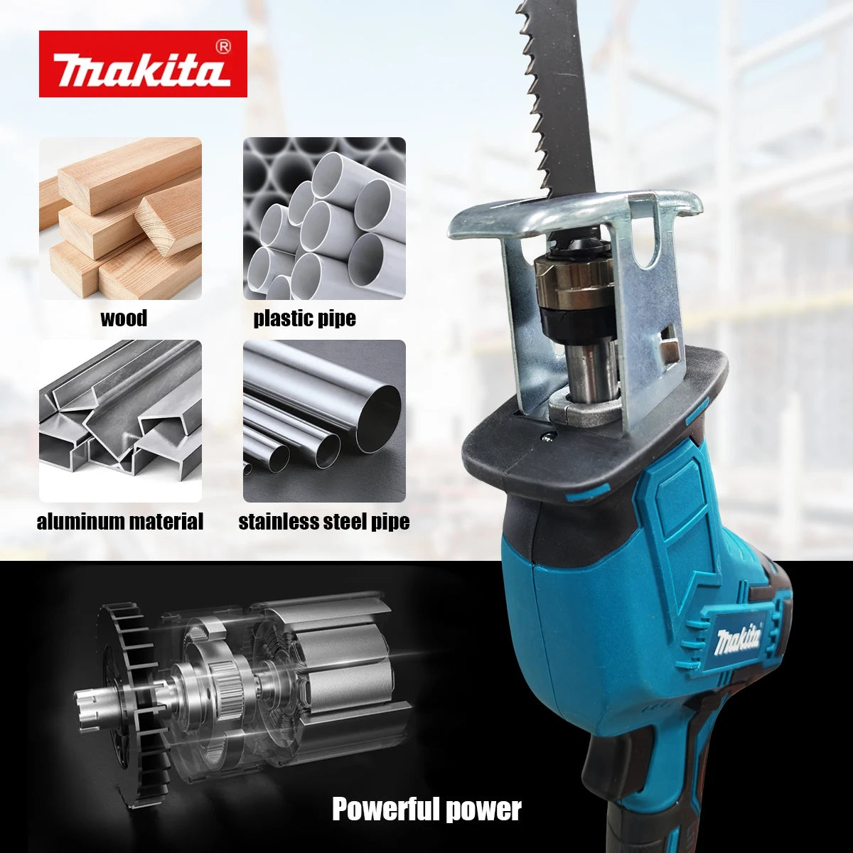 Makita ML-505 Cordless Reciprocating Saw Electric Chain Saw Portable Power Tool for Wood Metal Pipe Cutting