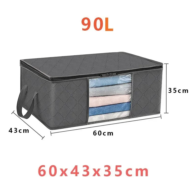 Closet Organizers and Storages Clothes Storage Bag Blanket Storage Foldable Storages Bin Sturdy Sewn By 3 Layers Fabrics