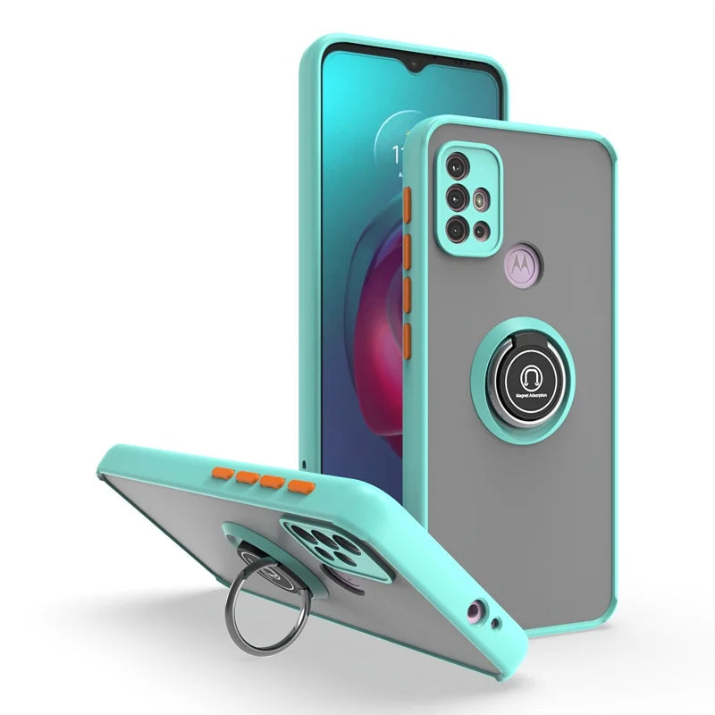 Funda For Motorola G10 G20 G30 Case Shockproof Armor Magnetic Holder Ring Case For Moto G31 G41 G51 G71 Hard PC Matte Back Cover