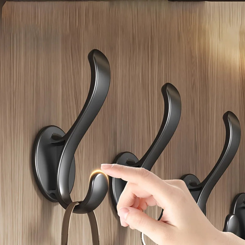 6-Pack Black No-Drill Wall-Mounted Hooks for Entryway, Shoe Cabinet, Wardrobe, Bathroom, Door, Coat Hooks, Single Hook