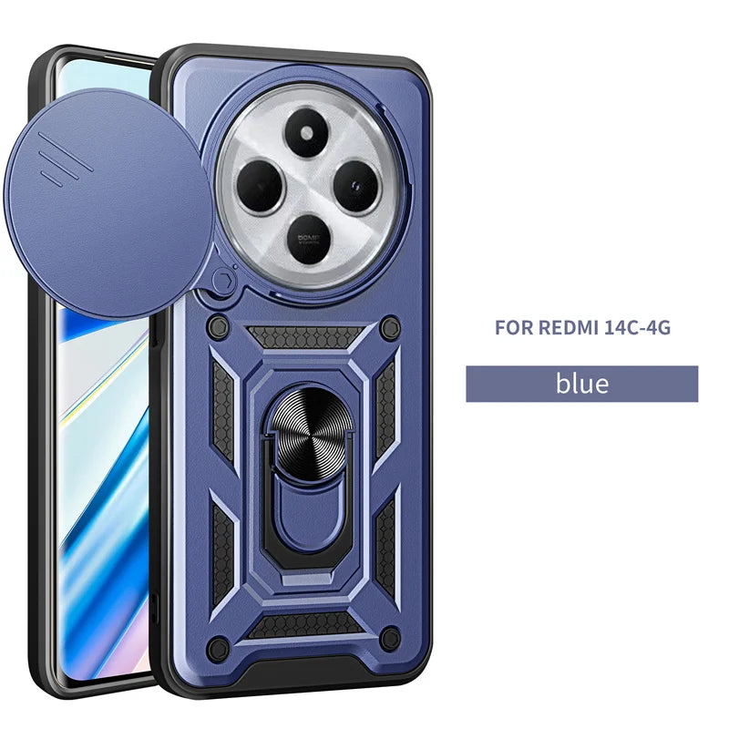 Shockproof Armor Magnetic Holder Ring Case For Redmi 14C 14 C Redmi14C 4G Lens Protect Cover For Xiaomi Poco C75 C 75 PocoC75