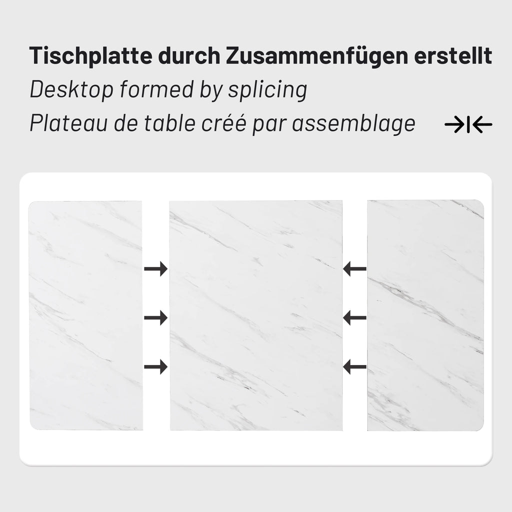 Anajqaqia 140×80×75 cm Dining Table, Modern Kitchen Dining Table, Metal Frame, Rectangular Dining Table with Adjustable Feet