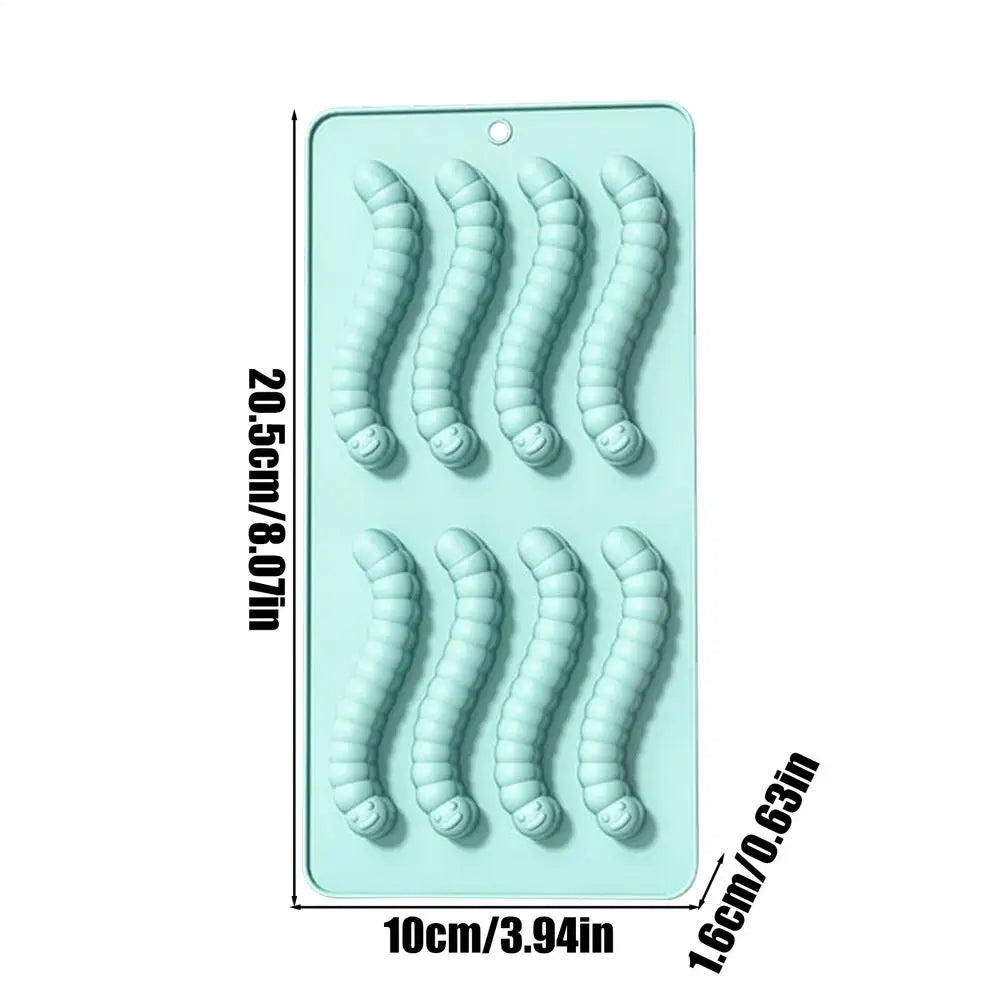Food-Grade Silicone Gummy Worm Mold Candy Baking Pan Worm Fondant Molds Home Kitchen Supplies, Halloween Christmas Treats
