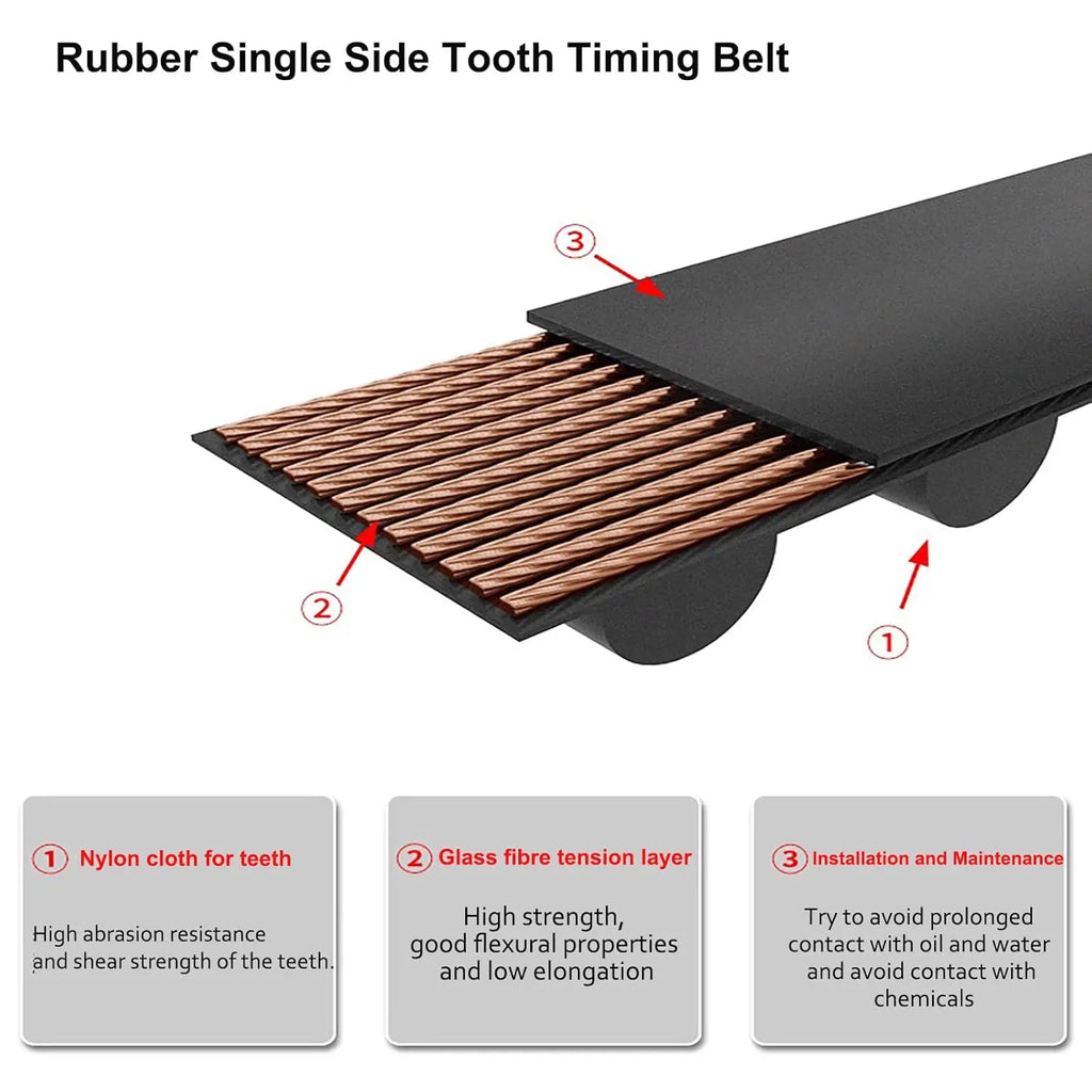 1/2m GT2-6/10mm Open Timing Belt 2GT Aramid Fiber Rubber/PU with Steel Core Gt2 Belt Cutting Length for 3D Printer