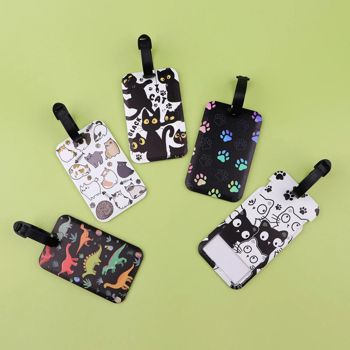 Cute Cats Plastics Baggage Tag Dinosaur Suitcase Backpack Anti-Lost Listing ID Card Holder Fashion Luggage Accessories Gifts