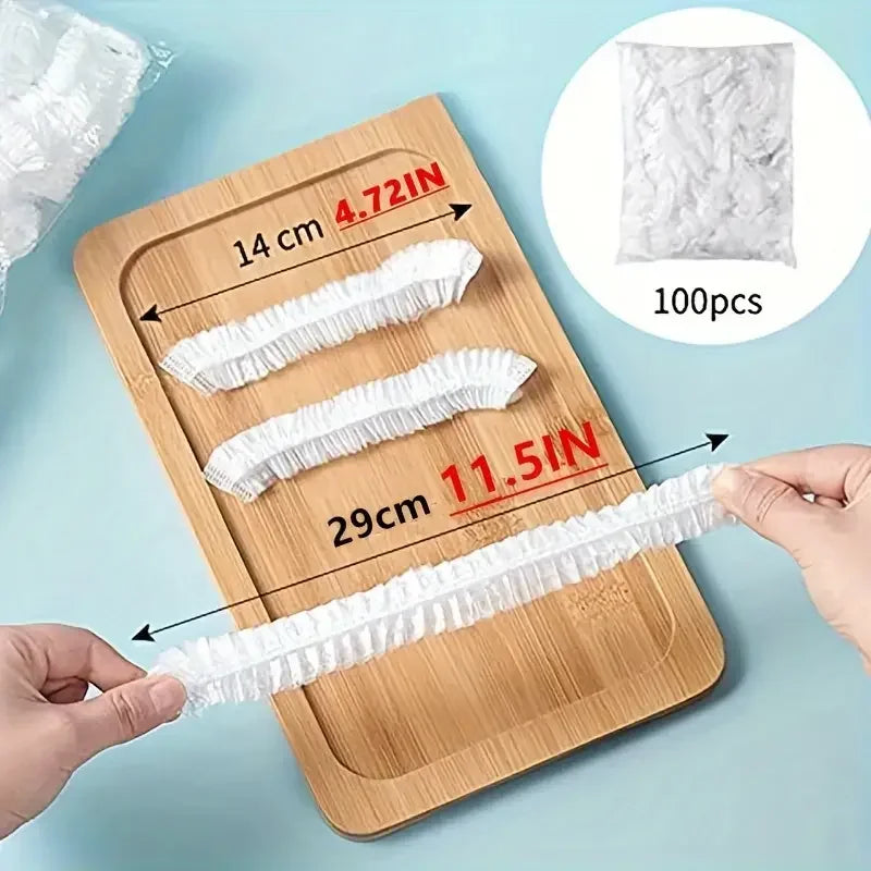 100pcs Disposable Fresh-keeping Film Cover Reusable Kitchen Household Food Grade Fresh-keeping Bowl Cover PE Fresh-keeping Film