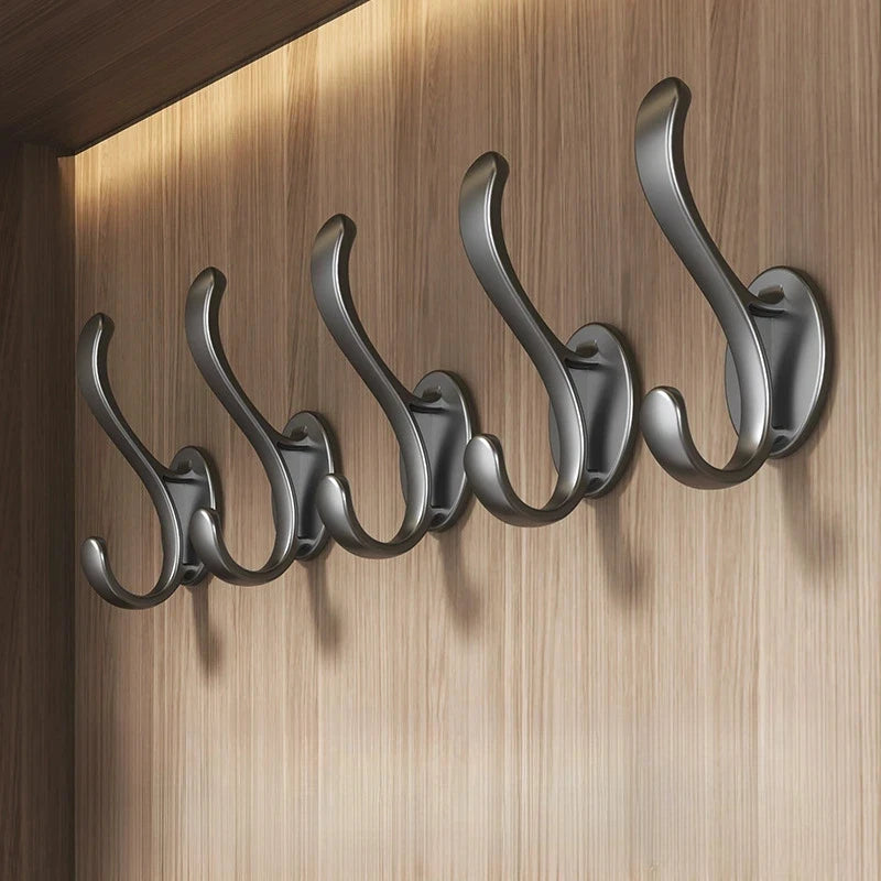 6-Pack Black No-Drill Wall-Mounted Hooks for Entryway, Shoe Cabinet, Wardrobe, Bathroom, Door, Coat Hooks, Single Hook