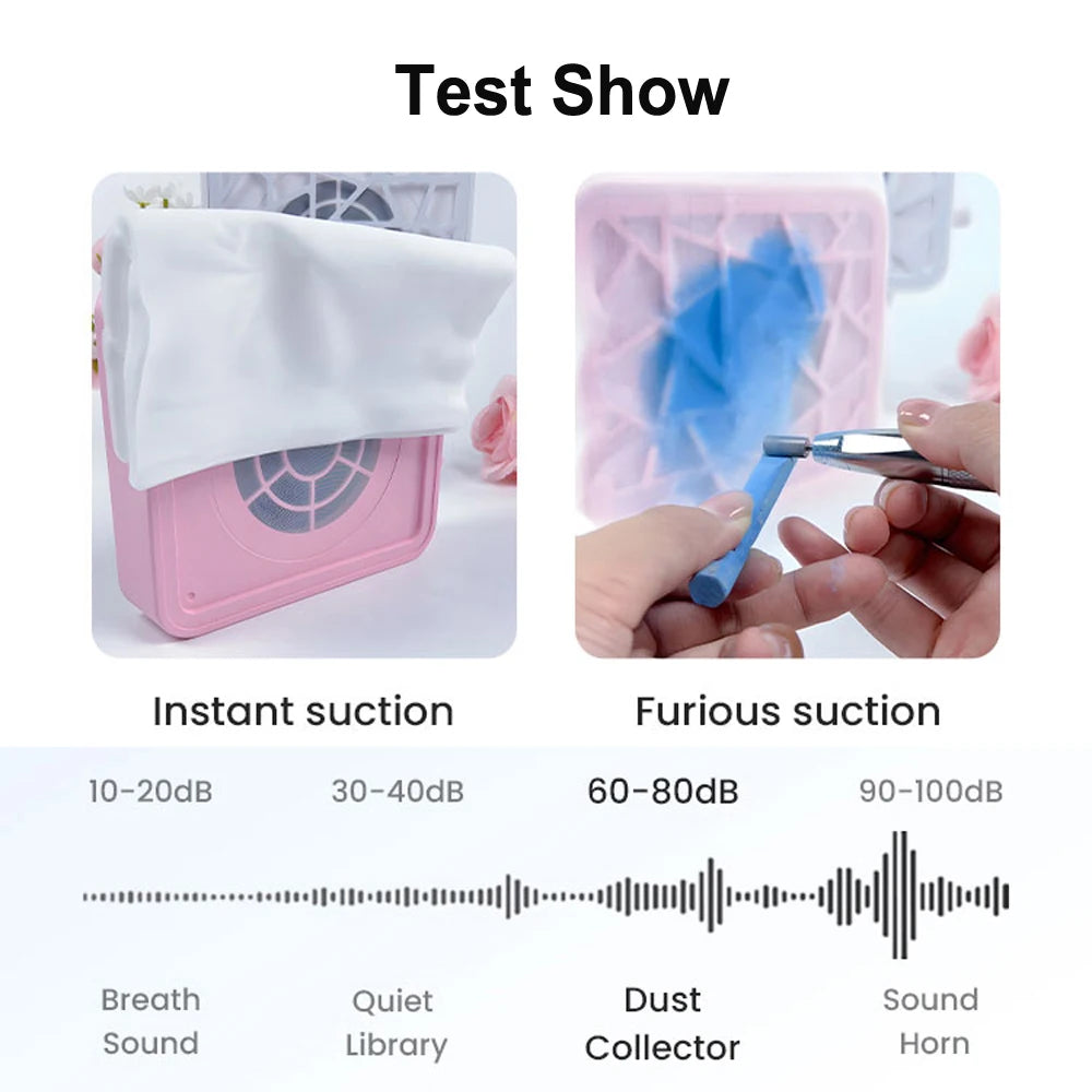 Mini Brushless Turbo Nail Dust Machine HD Display Adjustable Speed Portable Rechargeable Vacuum Cleaner for Manicure Lower Noise