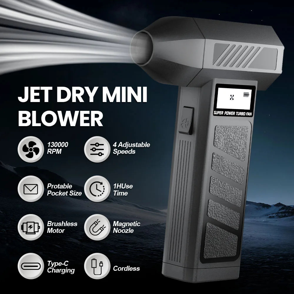 Hand Air Blower For Household Clean Tool Electric Air Duster 130000 RPM Strong Blowing Snow Dust Portable Turbo Jet Fan Air Pump