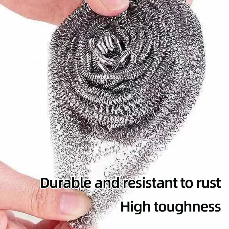 6/12Pcs Stainless Steel Scourer Rustproof No Scratch Scouring Pads Heavy Duty Deep Cleaning For Pots Pans Grill Sink Kitchen