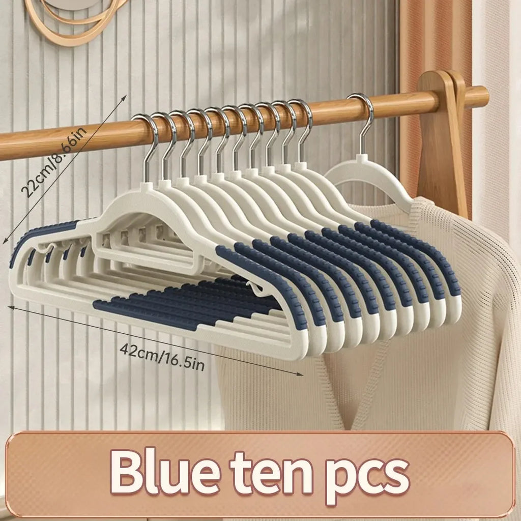 10-piece home clothes hanger set, double hook anti-slip design, reusable, for drying clothes, wet clothes, and wardrobe storage