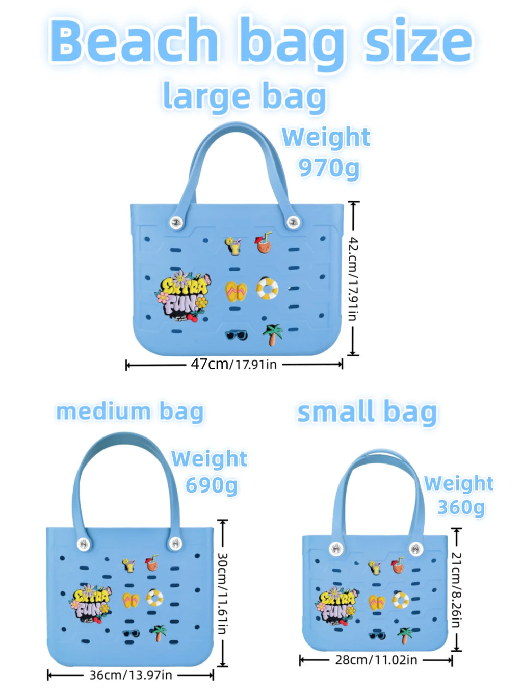M/L/XL Beach Bag Fashion EVA Waterproof Rubber Picnic Storage Basket Travel Shopping Handbag Women Shoulder Solid Color Tote Bag