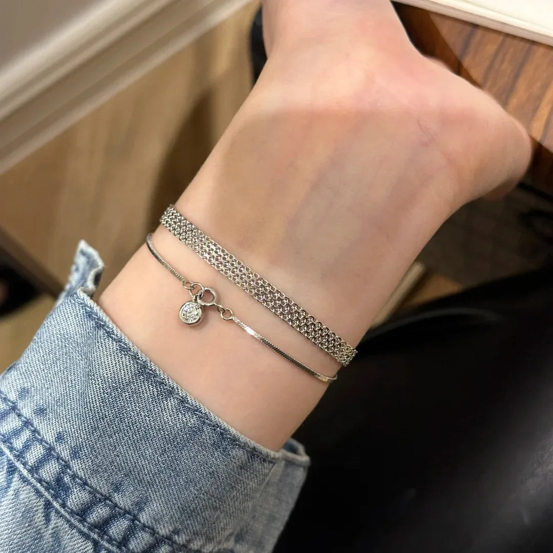 ZAKOL Vintage Sliver Gold Color Woven Strap Bracelet for Women Watch Strap Bracelets Daily Simple Versatile Jewelry Gif
