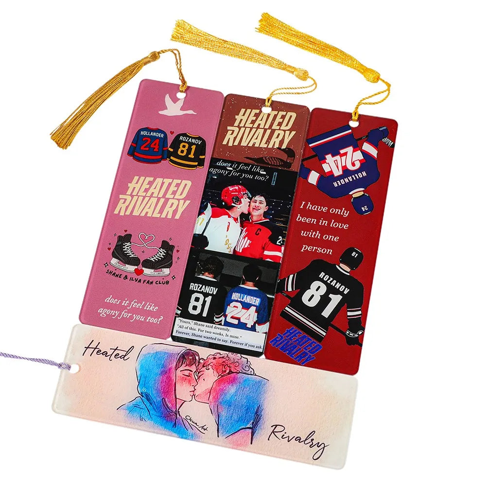 Heated Rivalry "themed fan acrylic bookmarks 1pc/4pcs - ice hockey CP elements+novel copy reading tags, sports BL readers