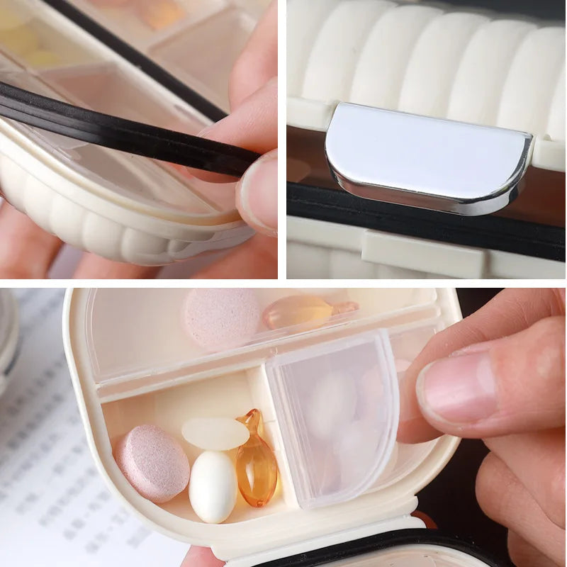Portable Mini Medicine Box Daily Pill Organizer Week Long Drug Dispenser Compact Travel Health Care Storage Container pill QIWU