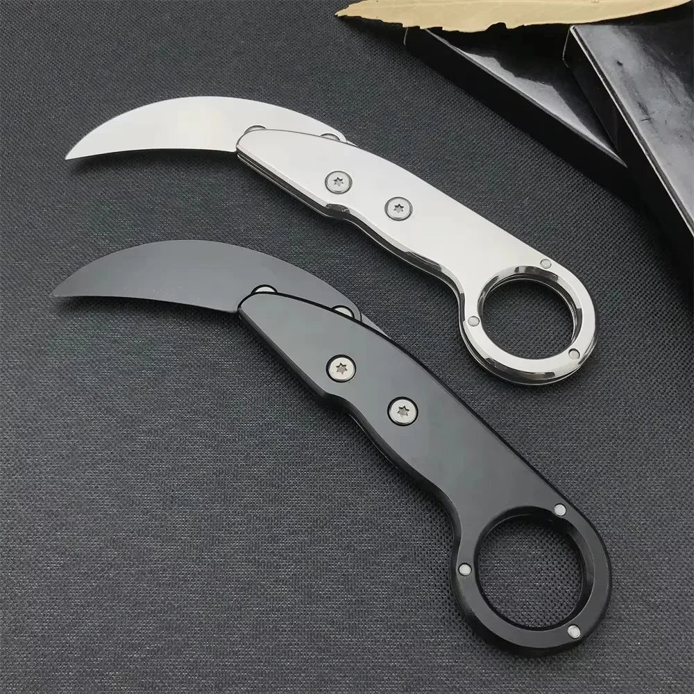 All-steel Folding Knife Multifunctional Outdoor EDC Gift for Men Black Silver Tools