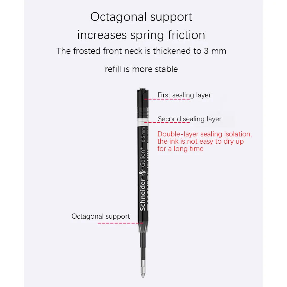 Germany Original Schneider Gelion+ 0.5mm neutral gel pen refill cartridge core European standard G2 refill