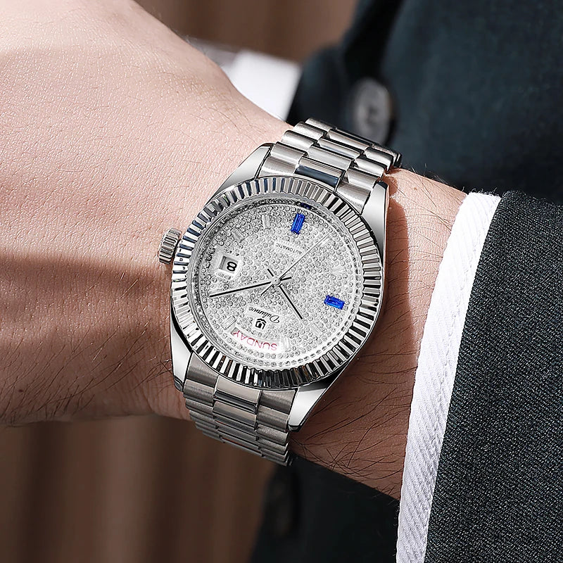 Reloj Hombre Business Style Men Mechanical Wristwatch 41MM Luxury  Automatic Watch For Men Relogios 6075