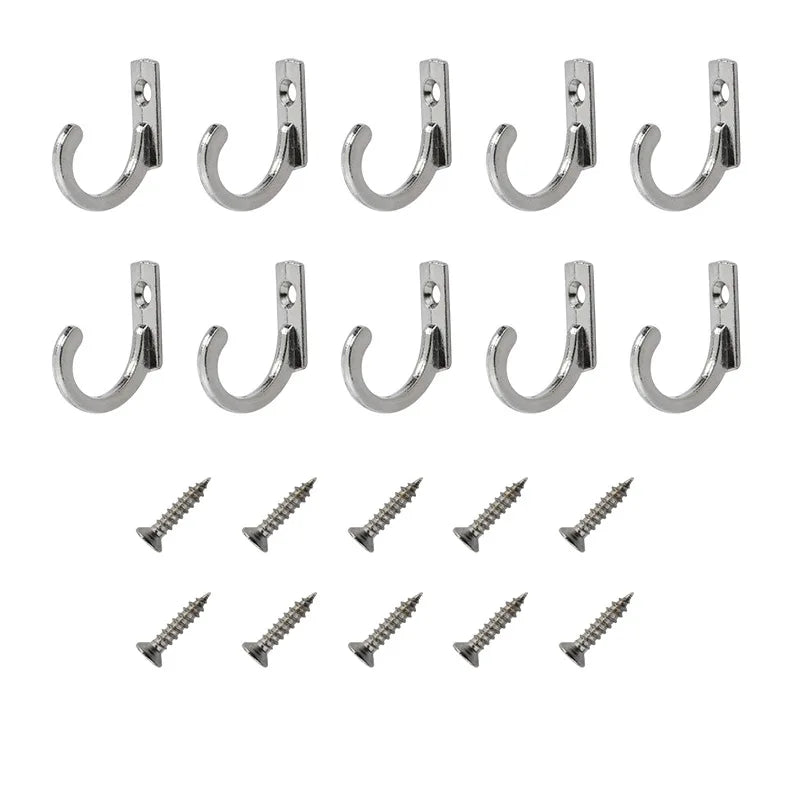 20/10PCS Mini Hook with Screws Antique Alloy Door Wall Hooks Keys Hair Rope Hanging Storage Rack Bathroom Kitchen Accessories