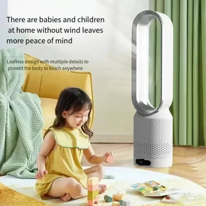 Smart Bladeless Tower Fan 8 Speed Settings Intelligent Timer 90° Oscillating Remote Control Quiet Air Circulator for Home Office