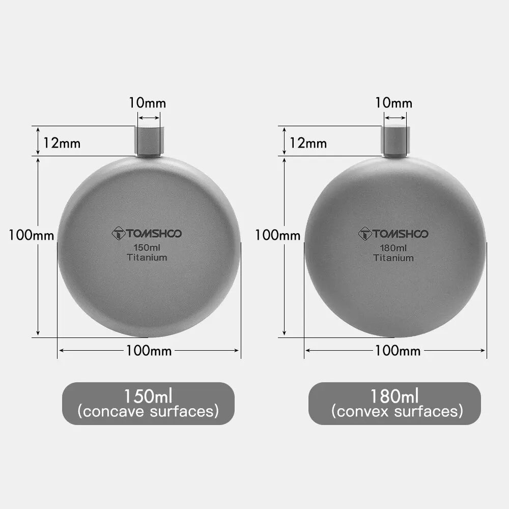 Tomshoo 150ml/180ml Titanium Flask with Funnel Alcohol Whisky Wine Flask for Outdoor Camping Hiking Backpacking Travel Picnic