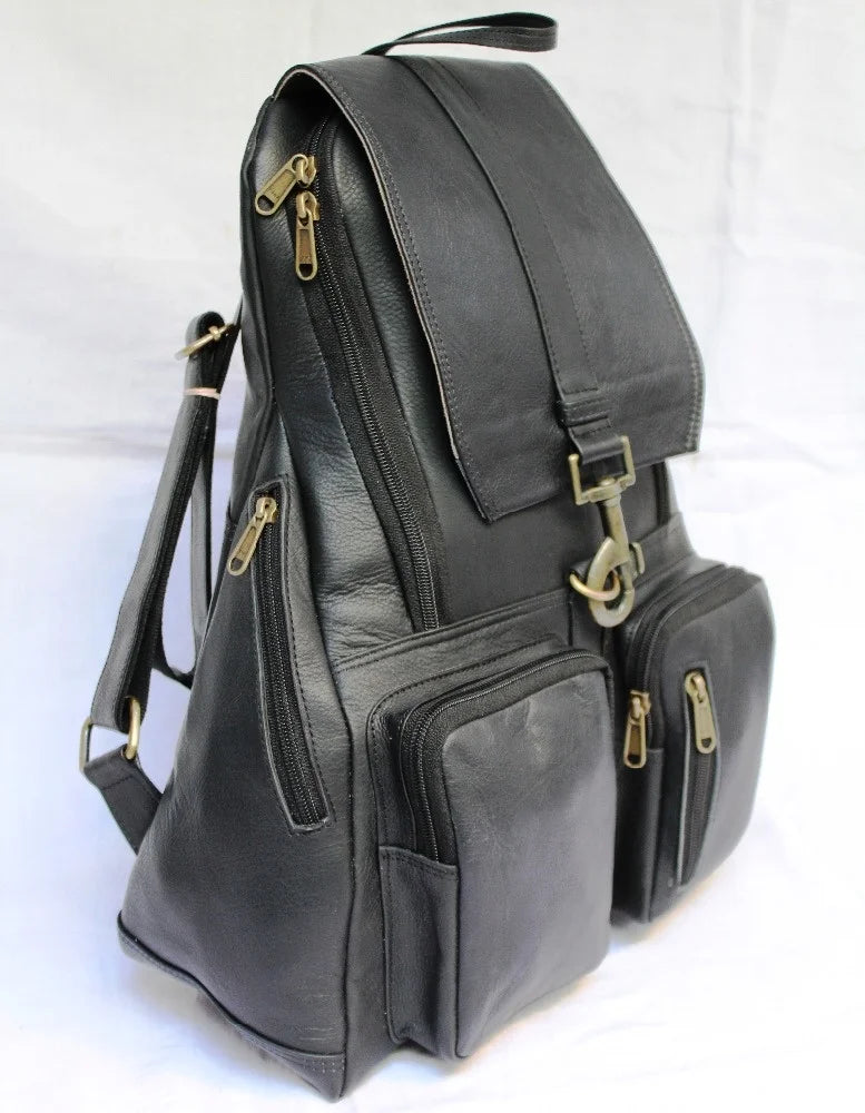 Factory Wholesale Custom Logo 100% Genuine Leather Daily Uses Outdoor Backpack Vintage Black Color 100% Genuine Leather Backpack