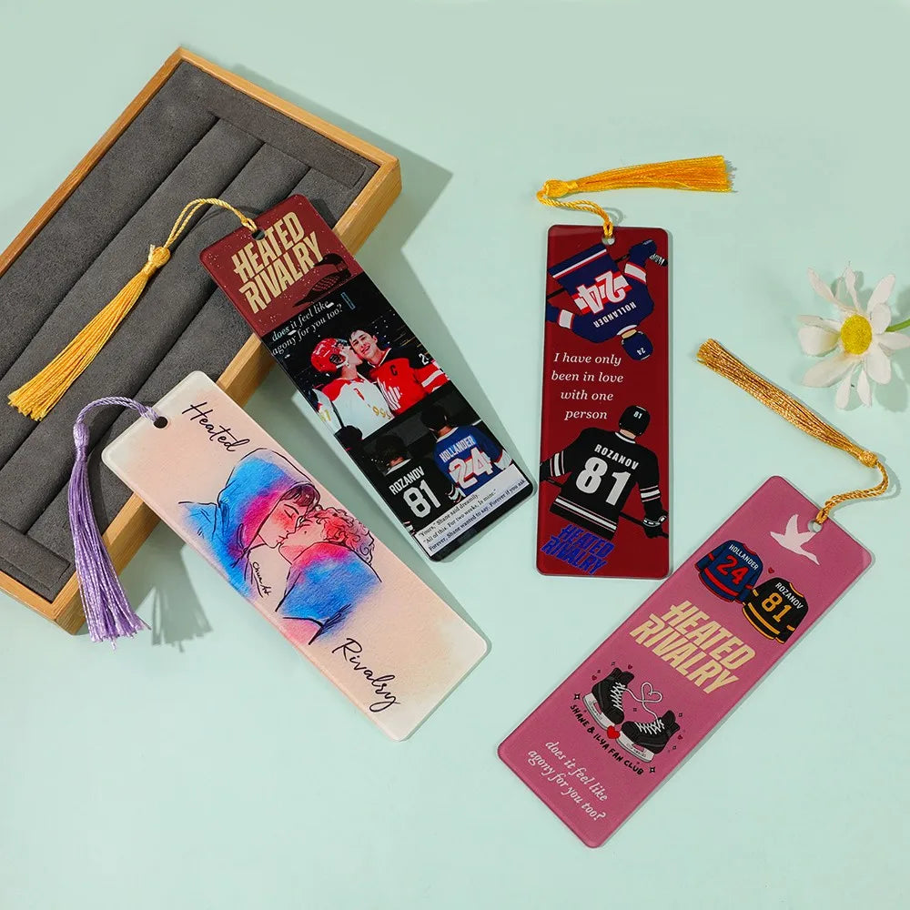 Heated Rivalry "themed fan acrylic bookmarks 1pc/4pcs - ice hockey CP elements+novel copy reading tags, sports BL readers