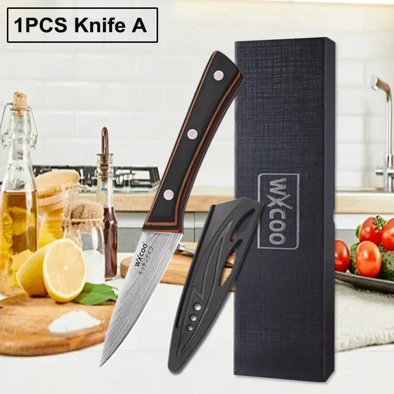WXCOO 1PCS 7inch Japanese Knife Professional Kitchen Chef Knife for Cooking Kitchen Stainless Steel Santoku Knives Wood Handle