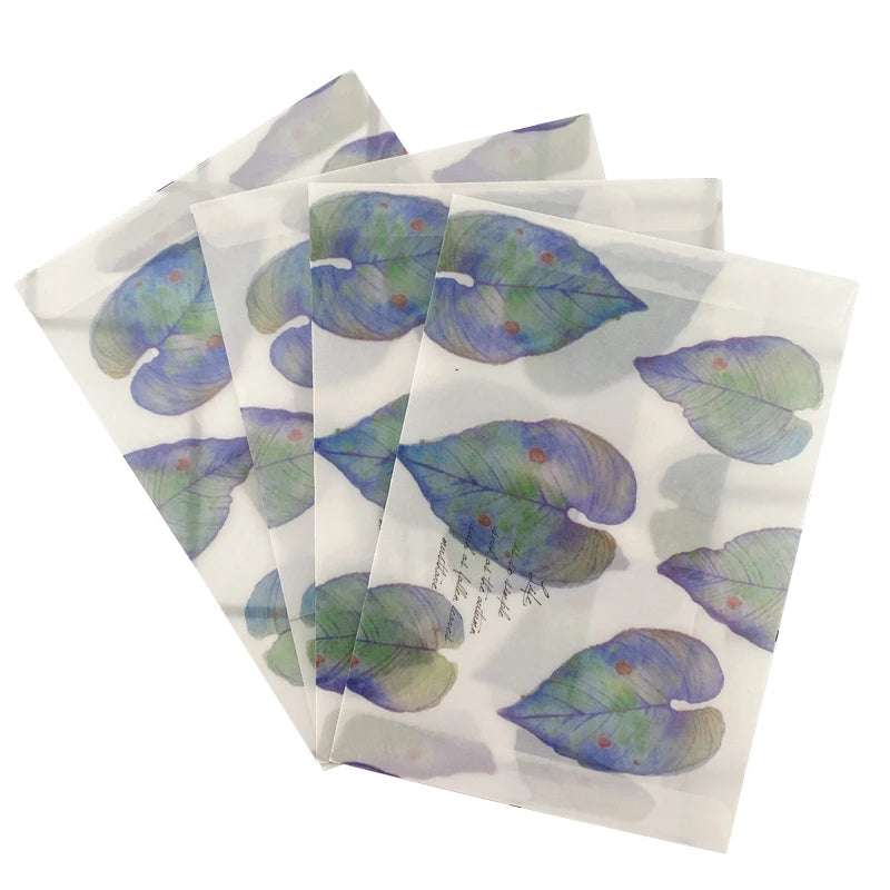 20pcs/lot 16*11cm sulfuric acid paper envelope leaves pattern transparent window envelope for greeting cards cover