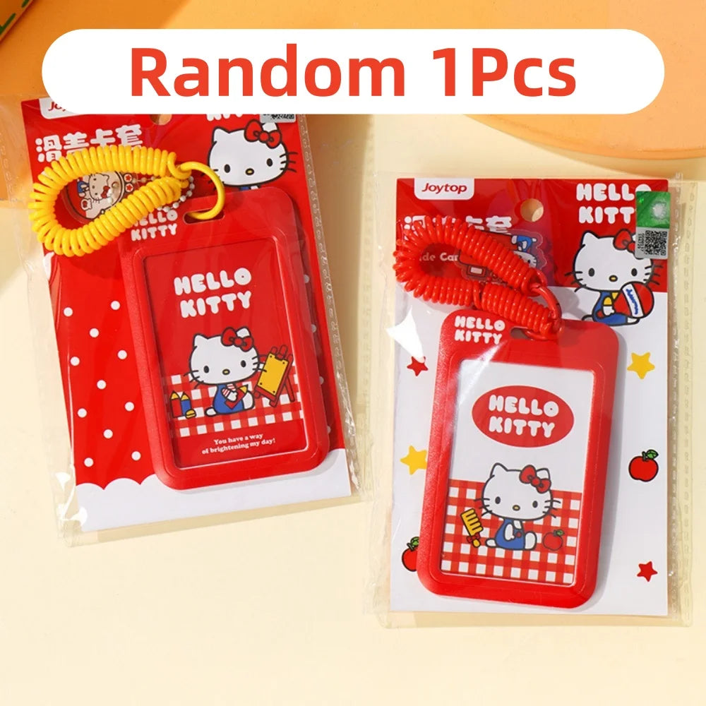 Genuine Sanrio Hello Kitty Slide ID Tag Name Identity Badge Holder Reel Working Permit Case Staff Employee Pass Work Card Gifts