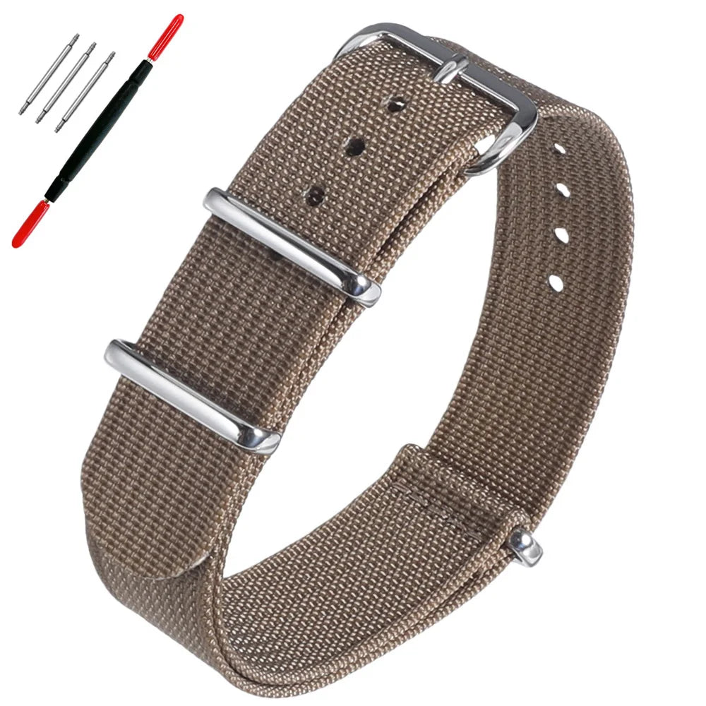 16mm 18mm 19mm 20mm 22mm 24mm Durable Nylon Ribbed Watch Strap Stripped Sport Watch Band Replacement Wristband Belt Accessories