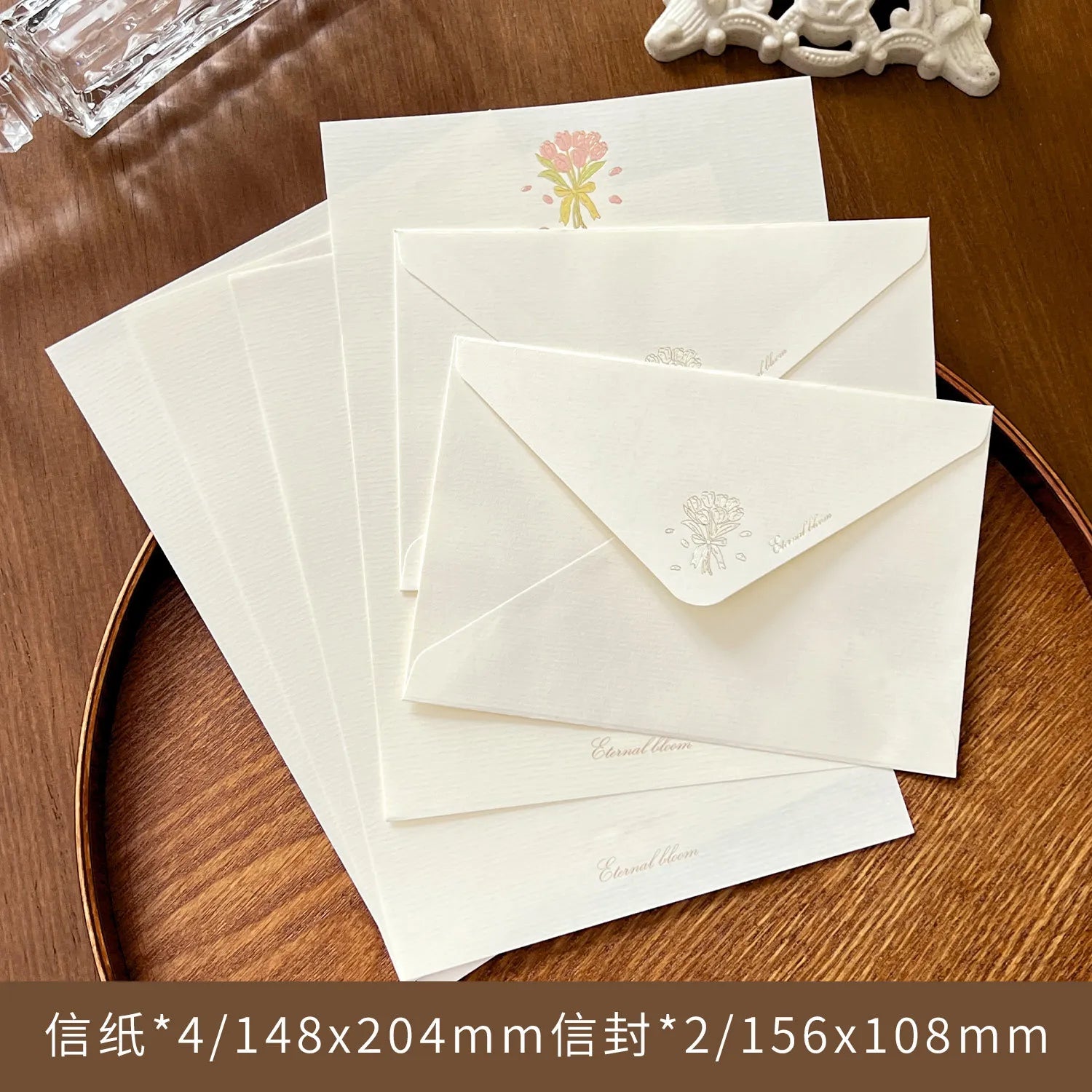 4 Envelopes + 2 Letter Papers Set, Simple Literary Stationery Set, Journal Letter Greeting Card Decor Material