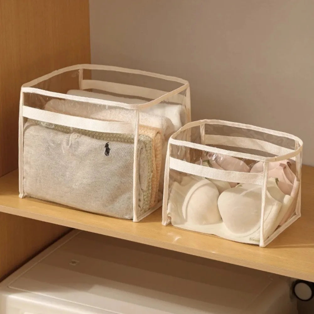 New PVC Doll Storage Basket Transparent Large-capacity Organizer Space Saving with Handle Storage Bucket Household Use