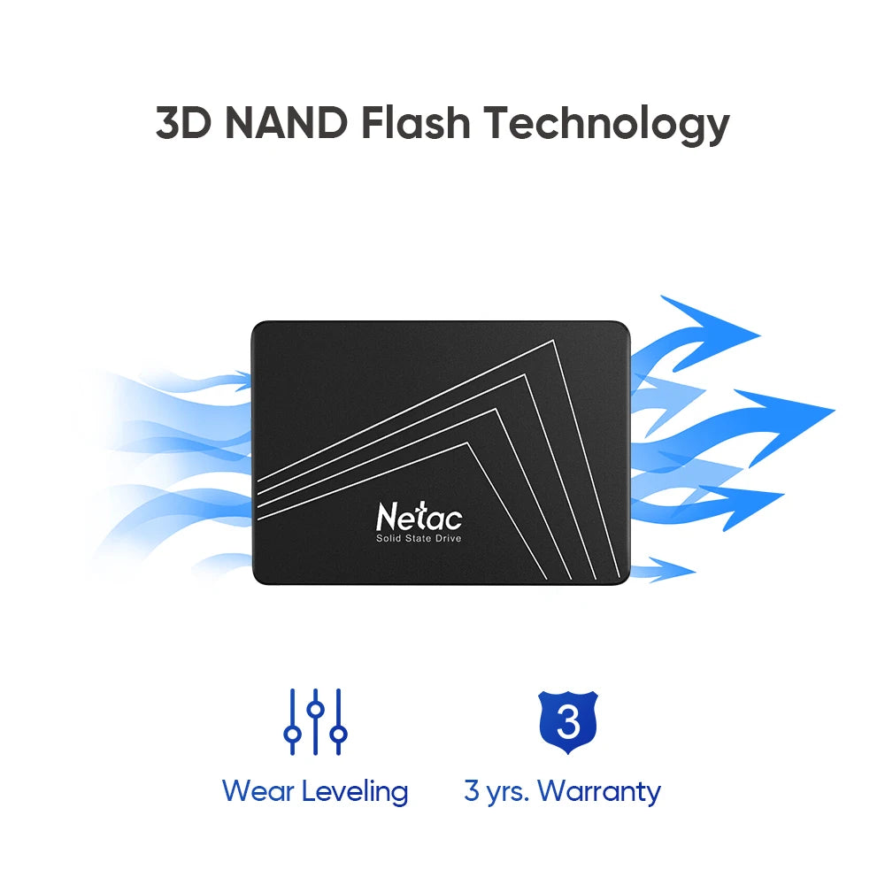 Netac SSD SATA 128G 256G 512G 1T 2T SSD 2.5 SATA3 HDD SSD Inch Internal Solid State Hard Drive Disk SSD for PC Laptop SSD