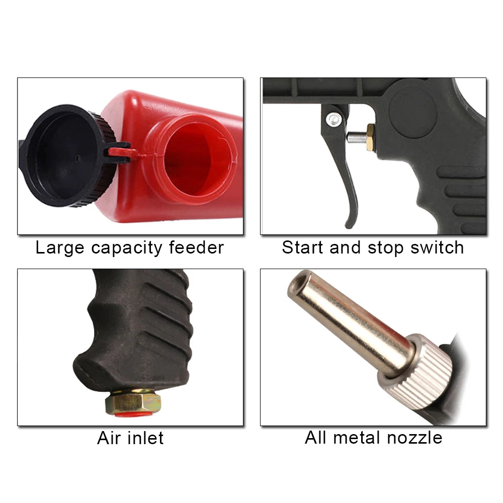 90psi Portable Gravity Sand Blaster Small Sand Blasting Machine Handheld Pneumatic Blasting Gun Set Sandblasting Gun Adjustable