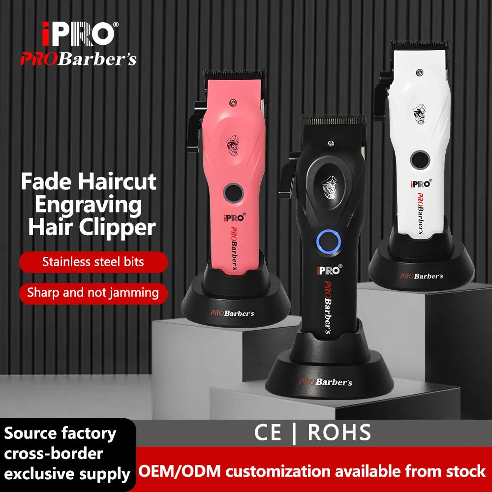IPRO S1081 Professional Electric Hair Clipper 8800RPM High Speed 4500mAh Long Battery Life Magnetic Detachable Comb Hair Trimmer
