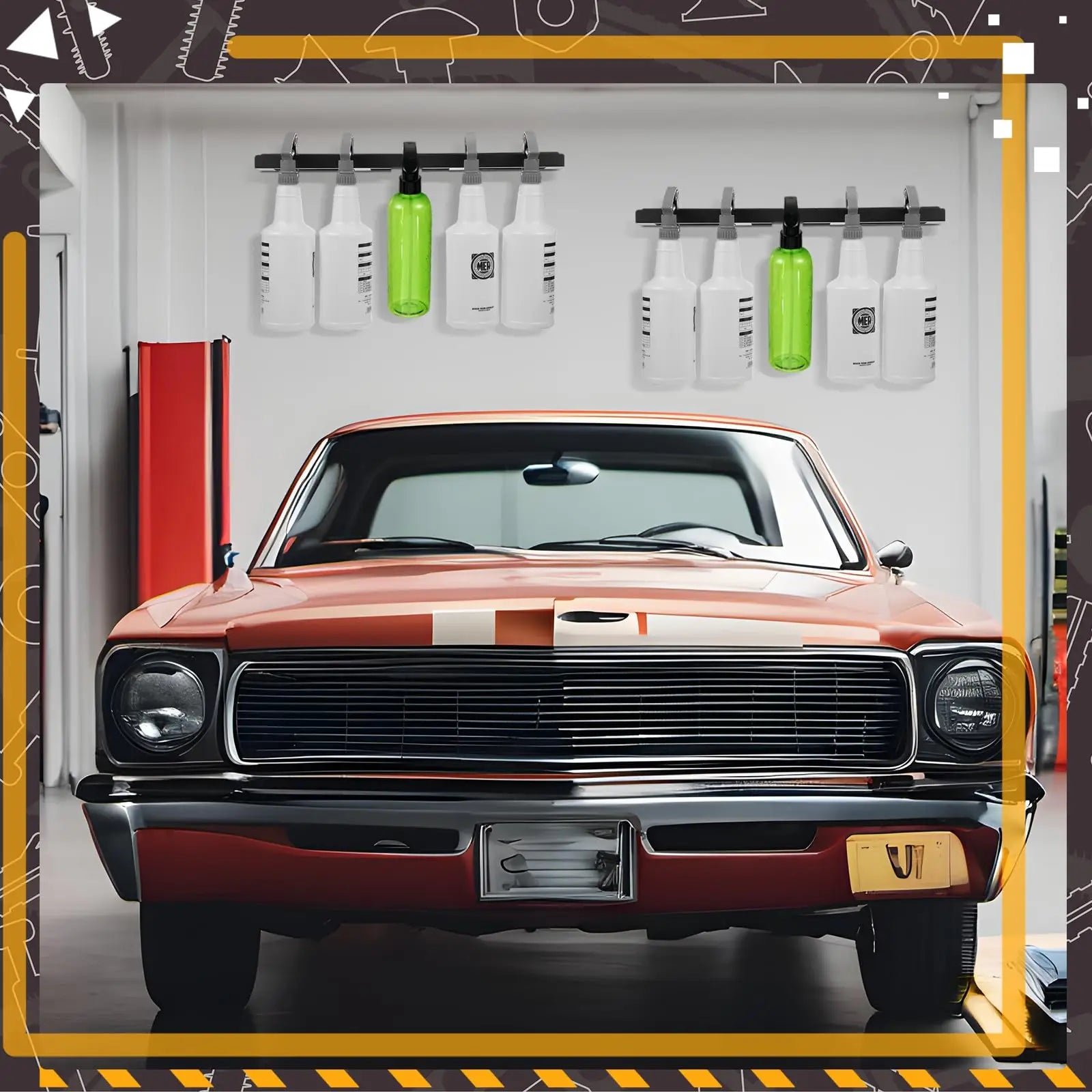 Spray Bottle Holder Wall Mounted Spray Bottle Storage Rack with Hardware Hanger Organizer, for Mobile Garage Home Organizer