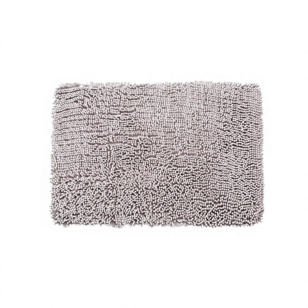 Modern Dark Green Chenille Fabric Rectangle Solid Color Bathroom Mat Waterproof Anti-Slip Stain Resistant Tufted Medium Hotel